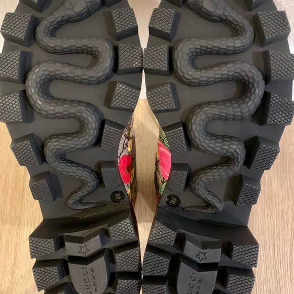 Authentic Gucci Supreme GG Monogram Flora Lace Up Combat Ankle Boots |Sz 38| - Picture 8 of 12